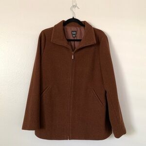 Eileen Fisher Brown Italian Wool Zip Jacket